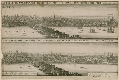 London, före och efter den stora branden av Wenceslaus Hollar