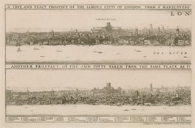 London, före och efter den stora branden av Wenceslaus Hollar