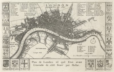London, före branden 1666 av Wenceslaus Hollar