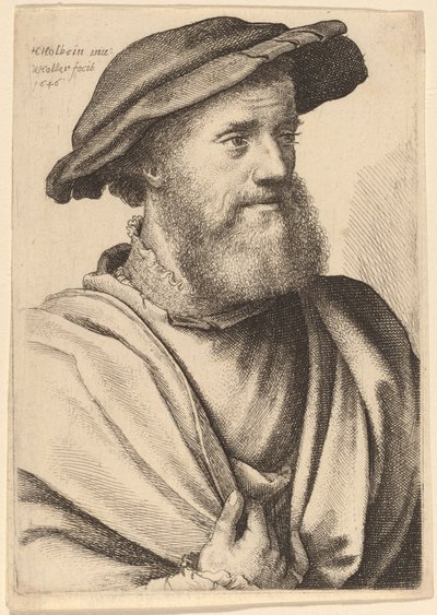 Man med skägg som ser rätt ut Hans Holbein, 1646. av Wenceslaus Hollar