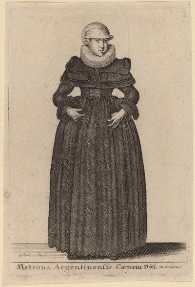 Dagens matrona argentinska måltid närmar sig från nymferna) av Wenceslaus Hollar