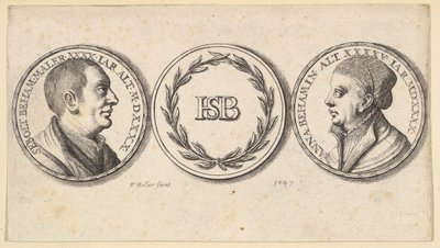 Medaljonger med porträtt av Sebald Beham och Anna Beham, 1647. av Wenceslaus Hollar