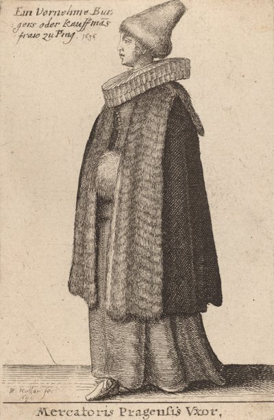 Vxor av köpmannen i Prag, 1642. av Wenceslaus Hollar