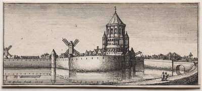 Moated Town Gate av Wenceslaus Hollar