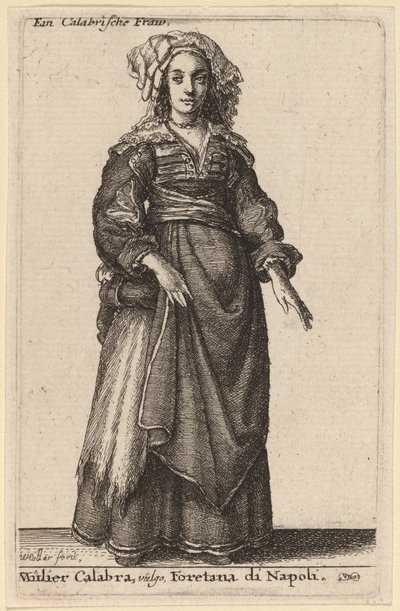 Mulier Calabra, Vulgo, Foretana från Neapel av Wenceslaus Hollar