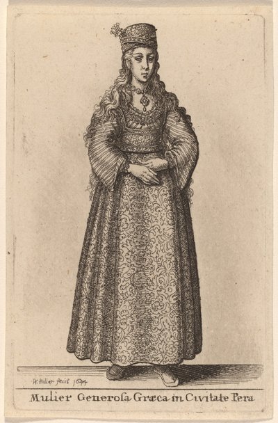 En generös grekisk kvinna i staden Pera av Wenceslaus Hollar