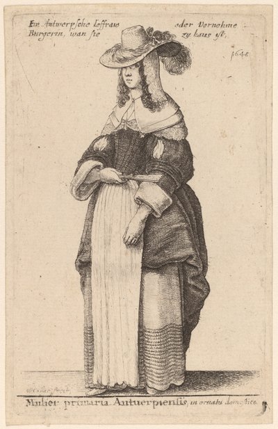 Antwerps kvinnliga premiärminister i inhemsk dekoration av Wenceslaus Hollar