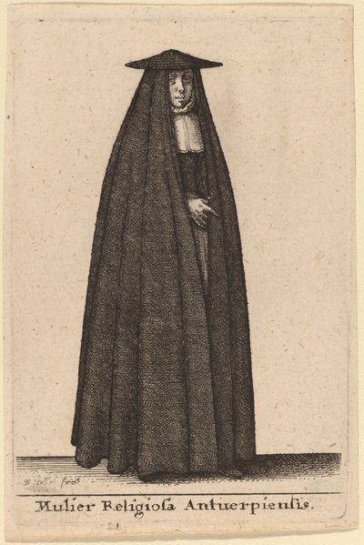 Religiös kvinna från Antwerpen av Wenceslaus Hollar