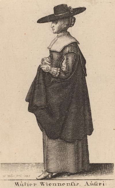 Kvinnan i Wien, Österrike, 1643. av Wenceslaus Hollar