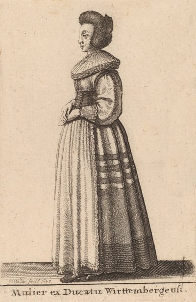En kvinna från hertigdömet Wirttemberg, 1643. av Wenceslaus Hollar