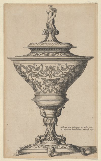 Utsmyckad bägare på fötter av masker, 1645., 1645. av Wenceslaus Hollar