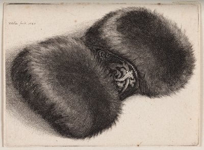 Pälsmuff med ett brokadklätt band av Wenceslaus Hollar
