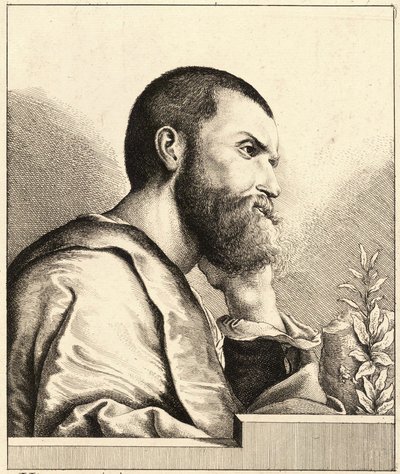 Porträtt av Pietro Aretino som ung man ca 1650 av Wenceslaus Hollar