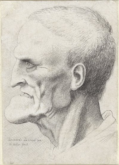 Porträtt av en gammal man med uttalad haka av Wenceslaus Hollar