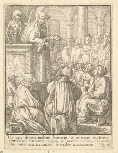 Predikant, från Dödsdansen, 1651. av Wenceslaus Hollar