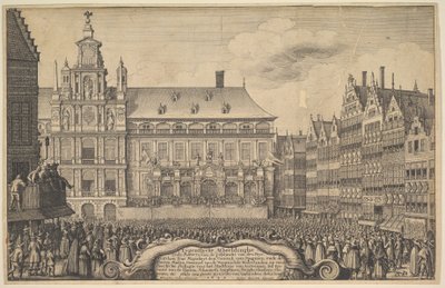 Tillkännagivande av fördraget i Munster, 1648. av Wenceslaus Hollar
