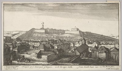 Prospekt av den inre delen av Tanger, med det övre slottet, från sydost, 1669-73. av Wenceslaus Hollar