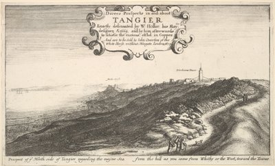 Utsikt till er norra sidan av Tanger angående Maynehavet från kullen när ni kommer ..., år 1673. av Wenceslaus Hollar