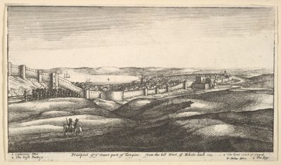 Utsikt till er nedre del av Tanger, från kullen väster om White-hall, 1669-73. av Wenceslaus Hollar
