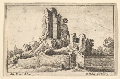 Ruiner och en gallerport på Esquiline Hill i Rom, 1673. av Wenceslaus Hollar