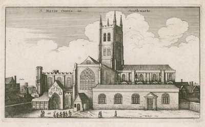 St Mary Overies, Southwark, London; teckning från 1647 av Wenceslaus Hollar
