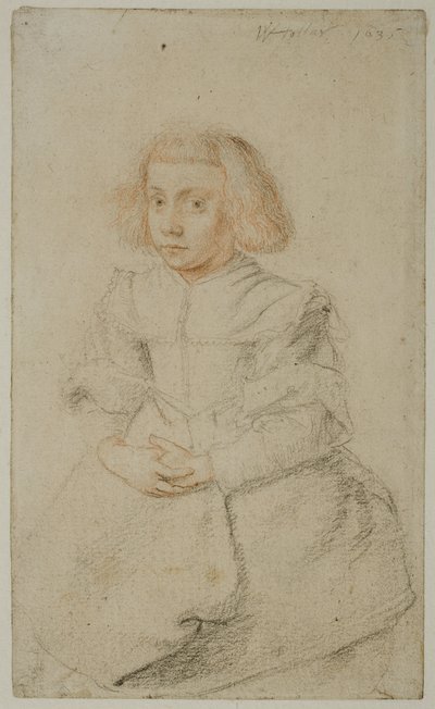 Studie av en sittande flicka, 1635 av Wenceslaus Hollar