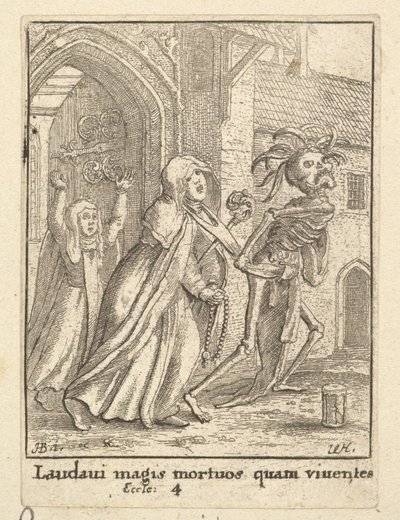 Abbedissan, från Dödsdansen, 1651. av Wenceslaus Hollar