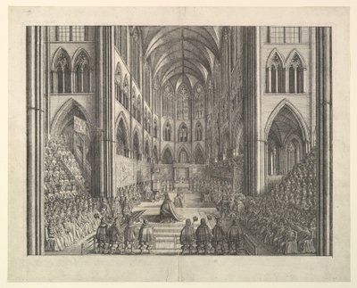 Kröningen av kung Karl II i Westminster Abbey, 23 april 1661 (ur John Ogilbys "The Entertainment of...Charles II", London, 1662) av Wenceslaus Hollar