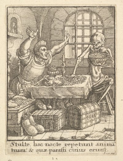 Snålen, från Dödsdansen, 1651. av Wenceslaus Hollar