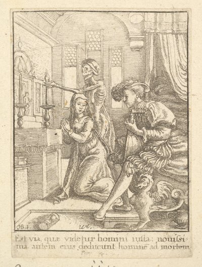 Nunnan, från Dödsdansen, 1651. av Wenceslaus Hollar