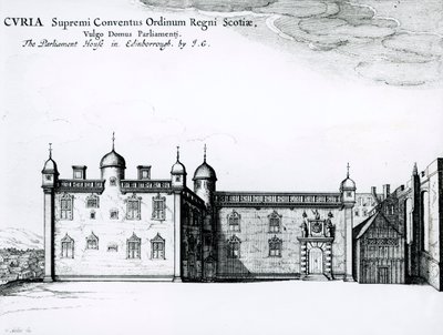 Parlamentshuset i Edinburgh (gravyr) (bundw foto) av Wenceslaus Hollar