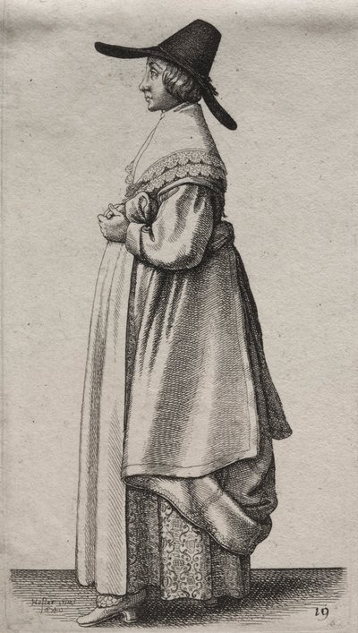 Engelska kvinnors flera vanor, från adeln till landets kvinnor..., 1640. av Wenceslaus Hollar