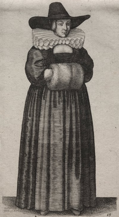 Engelska kvinnors flera vanor, från adeln till landets kvinnor..., 1640. av Wenceslaus Hollar