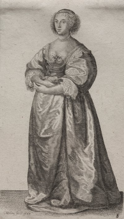 Engelska kvinnors flera vanor, från adeln till landets kvinnor som de är i dessa tider: Kvinnan med blommor av Wenceslaus Hollar