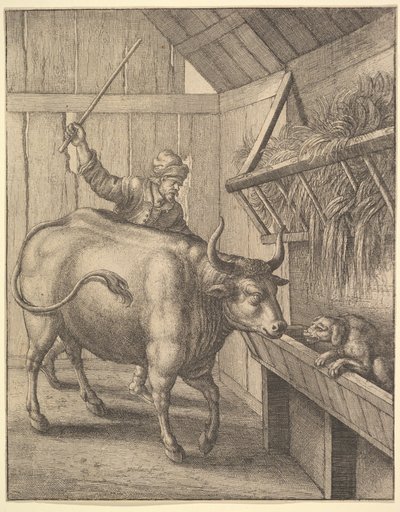Hunden i krubban från illustration till John Ogilbys Æsopics: Or A Second Collection..., 1666. av Wenceslaus Hollar