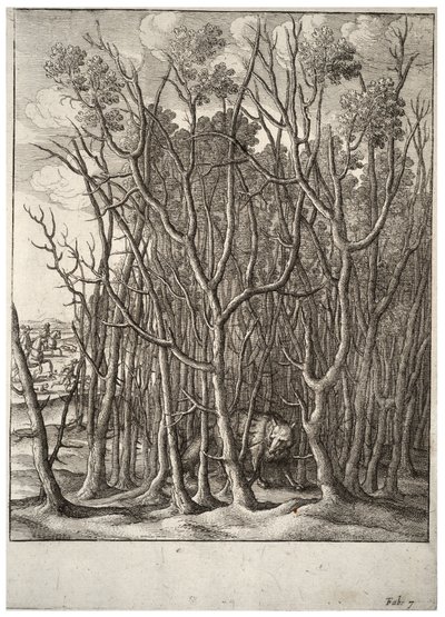 Räven och taggbusken. Tillstånd 2 av Wenceslaus Hollar