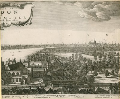 Utsikten till London och Westminster hämtad från Lambeth av Wenceslaus Hollar