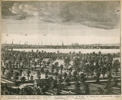 Utsikten till London och Westminster hämtad från Lambeth av Wenceslaus Hollar