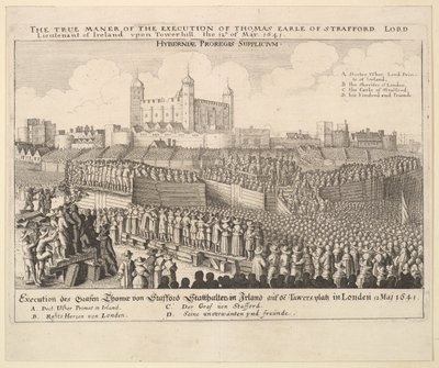 Det sanna sättet för avrättningen av Thomas Earle av Strafford, 1641. av Wenceslaus Hollar