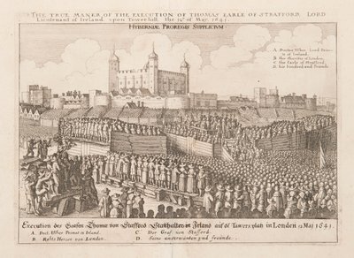 Det sanna sättet för avrättningen av Thomas Earle av Strafford, Lord Lieutenant of Ireland..., ca 1642 av Wenceslaus Hollar