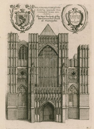 Den västra utsikten av den sena Conventual Church of Westminster, London av Wenceslaus Hollar