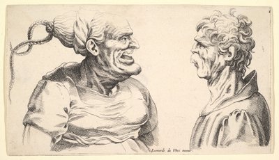 Två deformerade huvuden, 1625-1744. av Wenceslaus Hollar