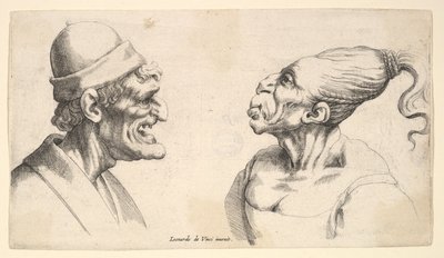 Två deformerade huvuden, 1625-77. av Wenceslaus Hollar