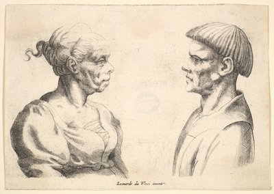 Två huvuden, 1625-77. av Wenceslaus Hollar