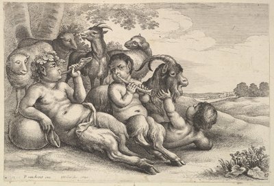 Två unga satyrer och en pojke, 1647. av Wenceslaus Hollar