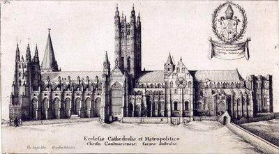 Utsikt över Canterbury Cathedral från söder, c.1638-66 av Wenceslaus Hollar