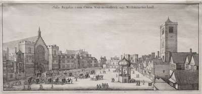 Utsikt över London: New Palace Yard med Westminster Hall och Clock House, 1647. av Wenceslaus Hollar