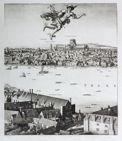 View of London, publicerad 1647 (faksimilkopia) (detalj) av Wenceslaus Hollar