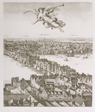 View of London, publicerad 1647 (faksimilkopia) (detalj) av Wenceslaus Hollar