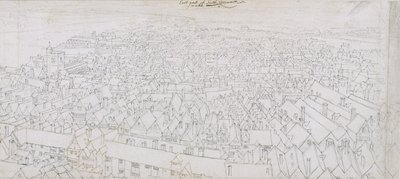 Utsikt över den östra delen av Southwark med utsikt mot Greenwich (penna, svart och brunt bläck och penna på lagt papper) av Wenceslaus Hollar